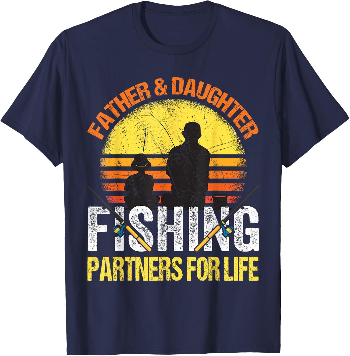 Fisherman Dad and Daughter Fishing Partners For Life Girls T-Shirt - T-Shirt | Navy