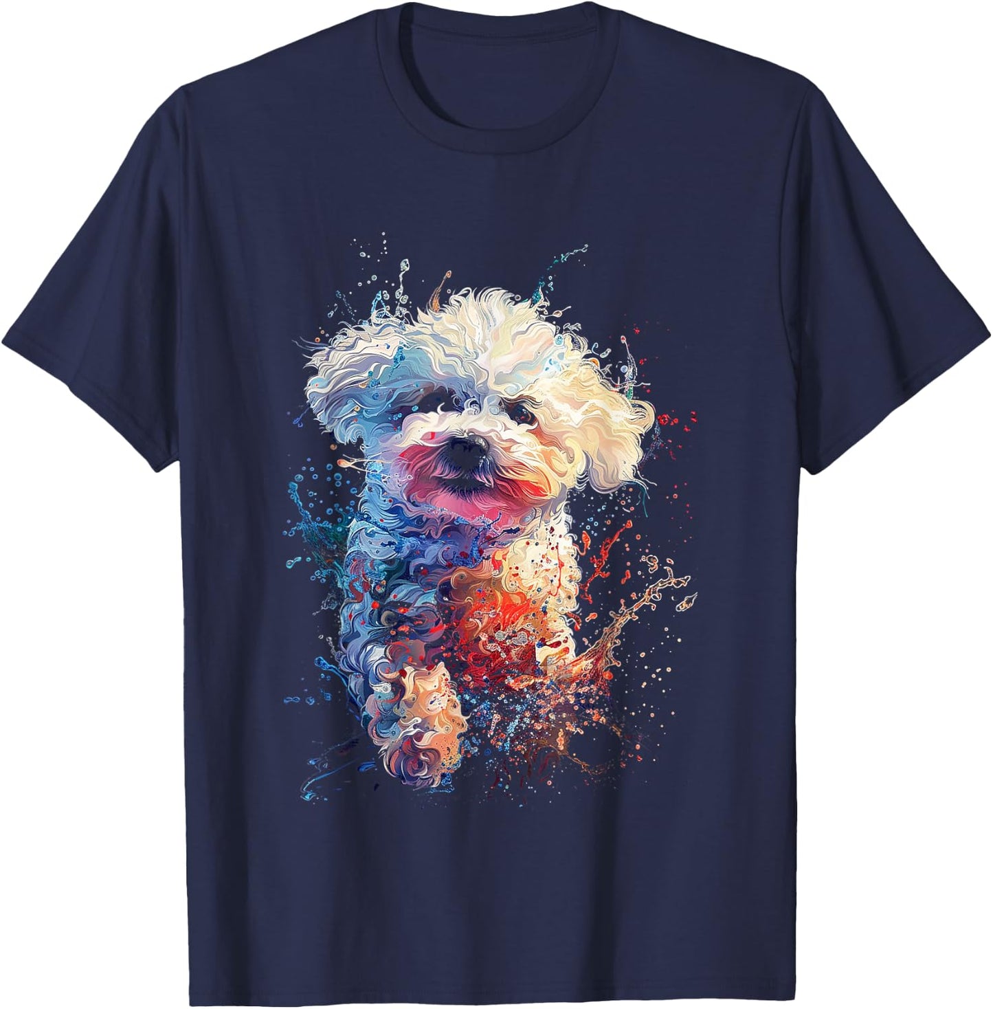 Bichon Frise Splash T-Shirt - T-Shirt | Navy