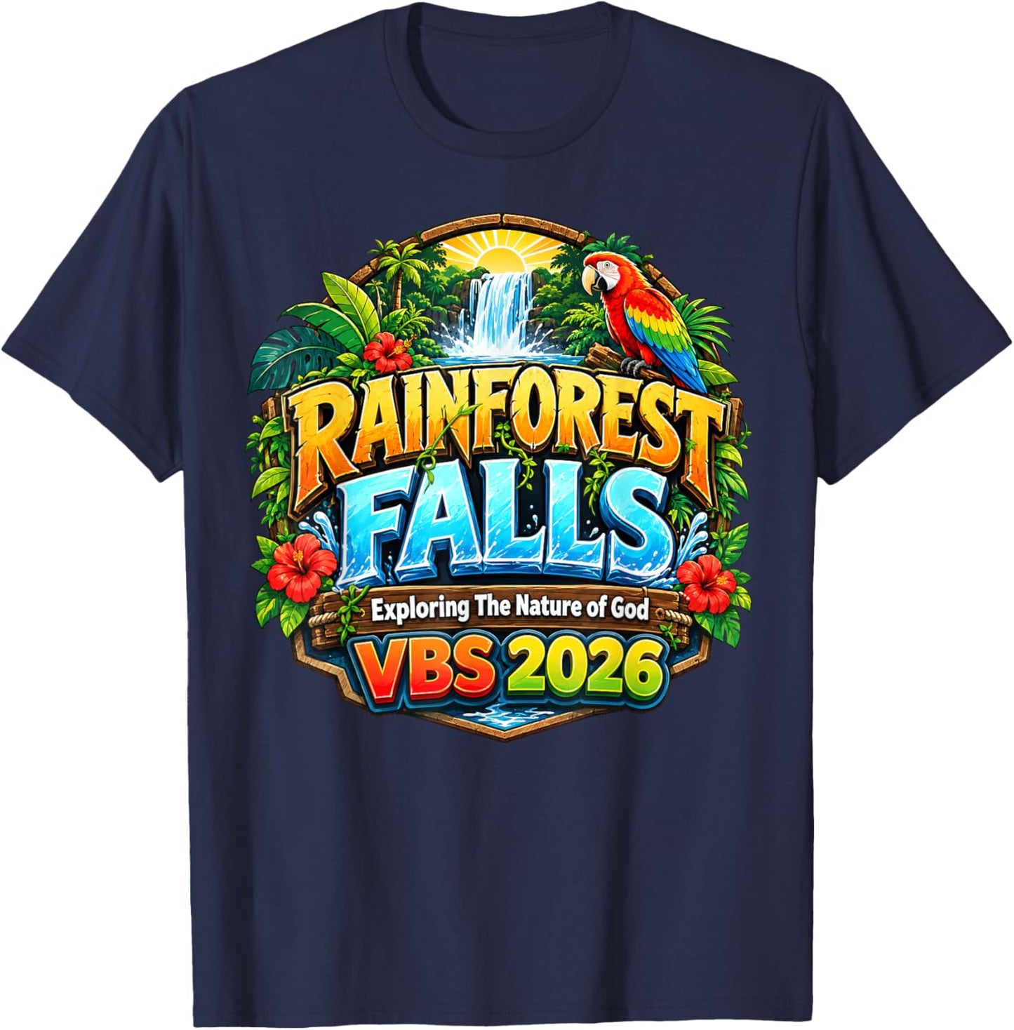 Rainforest Falls Exploring The Nature of God VBS 2026 T-Shirt - T-Shirt | Navy