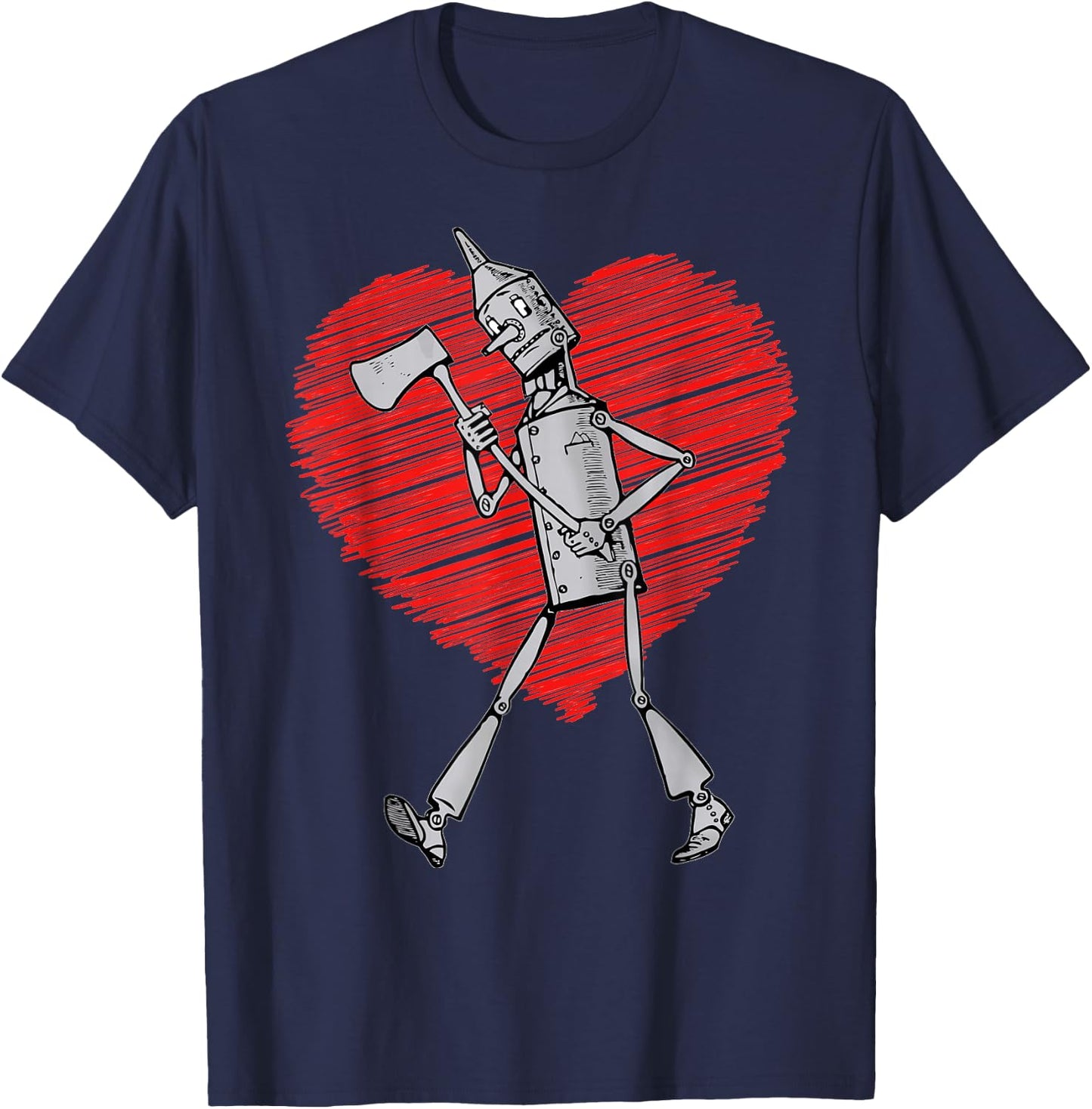 Vintage Wizard of Oz Tin Man Scribble Heart Land of Oz T-Shirt - T-Shirt | Navy