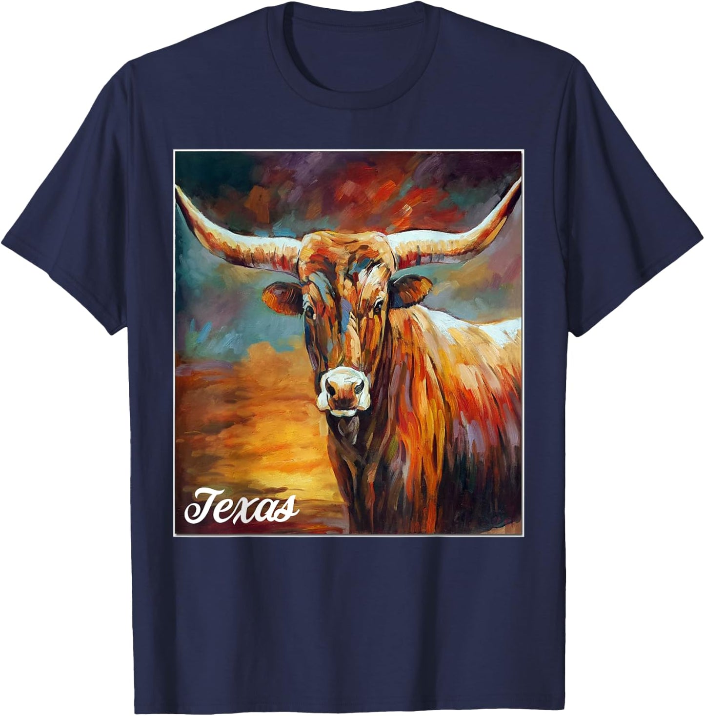 Longhorn Cow Shirts - Longhorn Cattle Gifts - Texas Cattle T-Shirt - T-Shirt | Navy