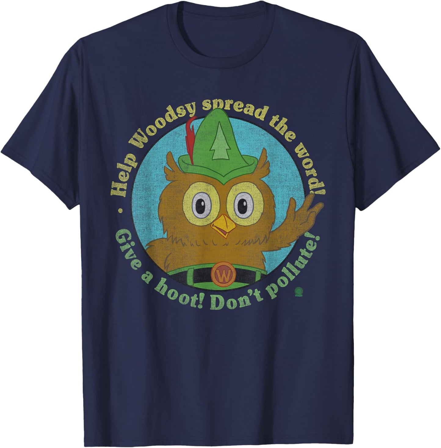 Woodsy Owl Give a Hoot Distressed and Faded T-Shirt - T-Shirt | Navy