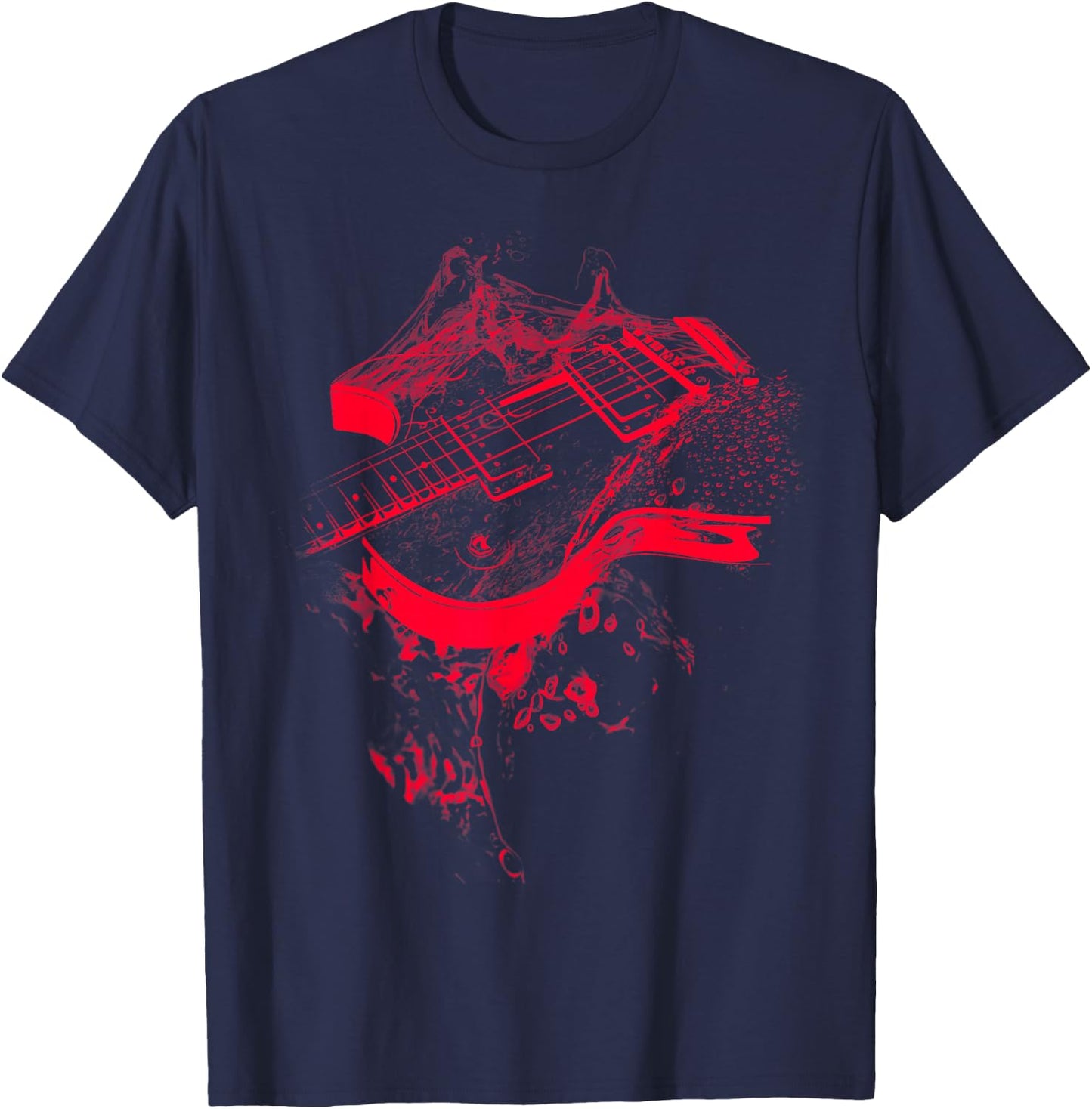 Graphic Guitar Cool Rock Music Musicians Gift T-Shirt - T-Shirt | Navy