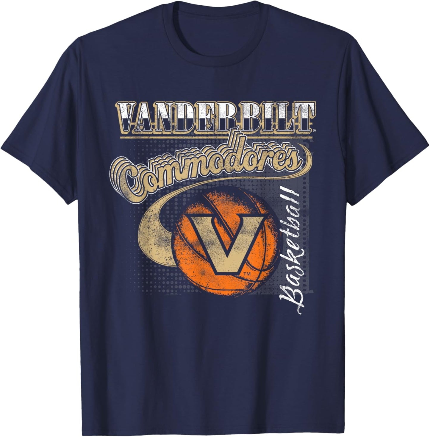 Vanderbilt Commodores Basketball Retro Black T-Shirt - T-Shirt | Navy