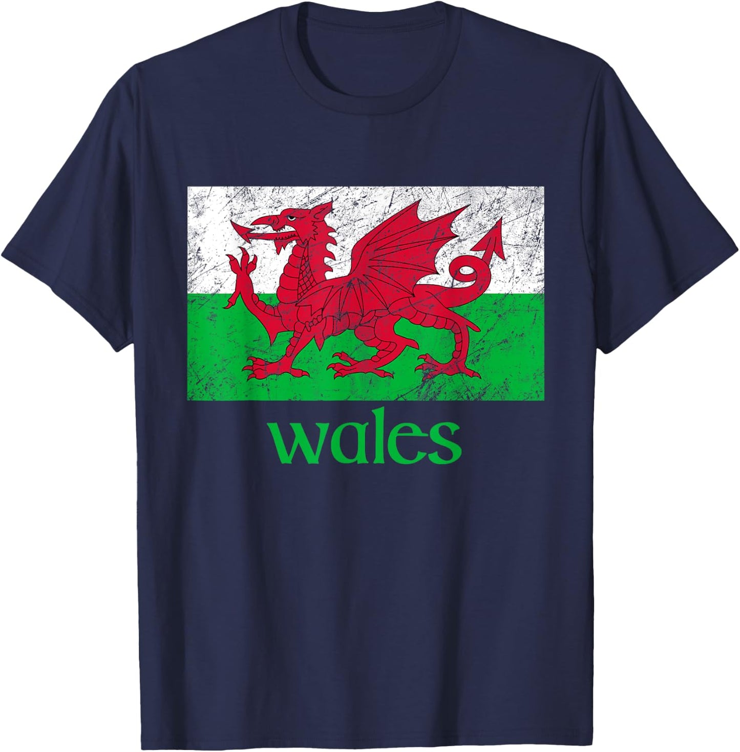 Dragon of Wales Flag Welsh Cymru Flags Medieval T-Shirt - T-Shirt | Navy