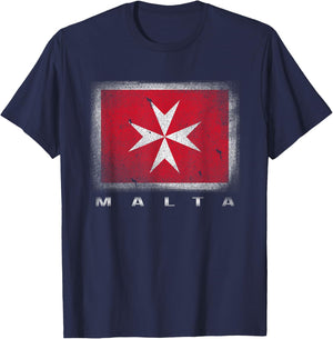 Maltese Cross Flag Malta T-Shirt - T-Shirt | Navy