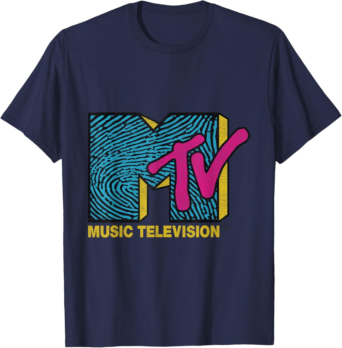 Classic MTV Logo Finger Print Design T- Shirts T-Shirt - T-Shirt | Navy