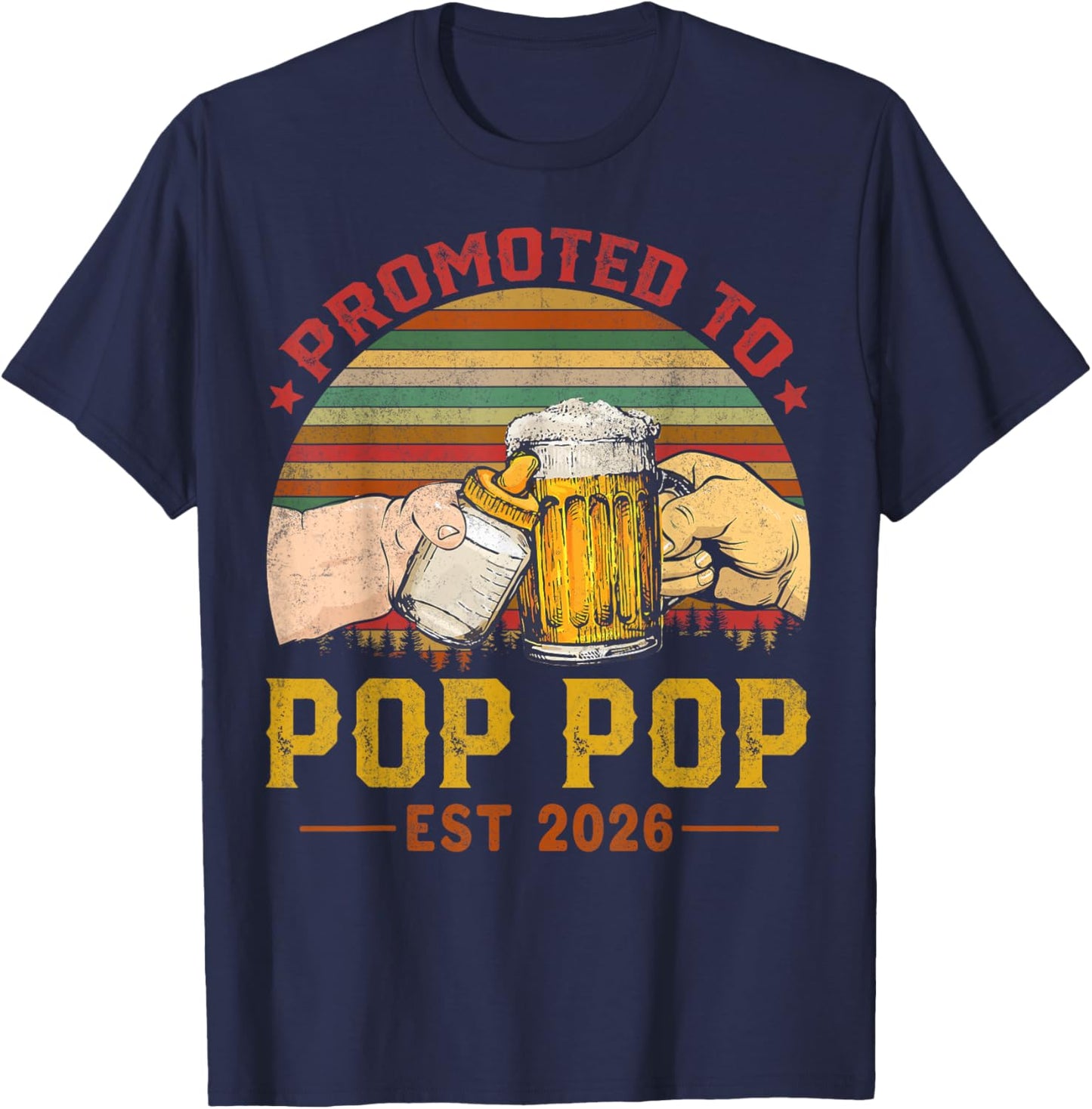 Soon to Be Pop Pop est.2026 Father's Day First Time Dad T-Shirt - T-Shirt | Navy