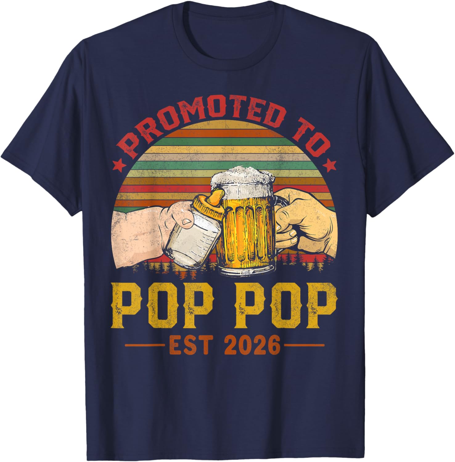 Soon to Be Pop Pop est.2026 Father's Day First Time Dad T-Shirt - T-Shirt | Navy
