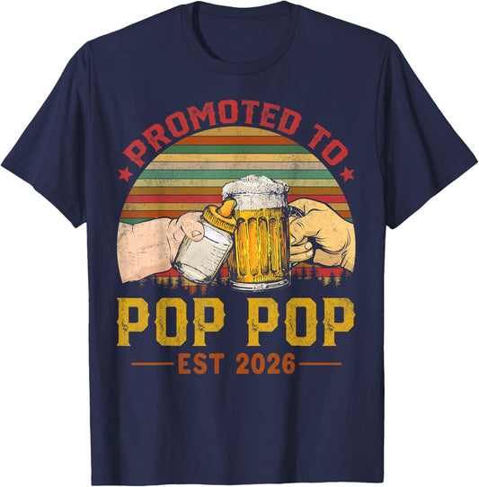 Soon to Be Pop Pop est.2026 Father's Day First Time Dad T-Shirt - T-Shirt | Navy