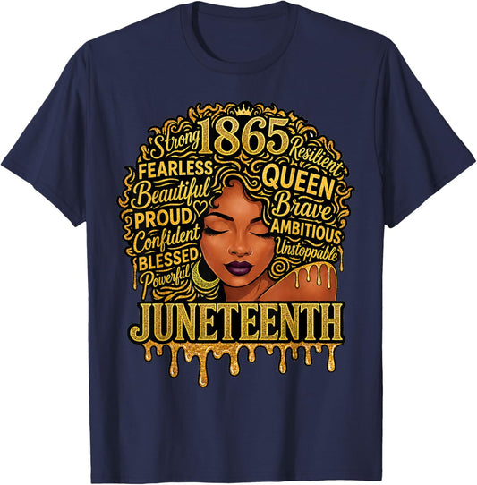 Juneteenth 1865 Freedom Black Women Juneteenth T-Shirt - T-Shirt | Navy