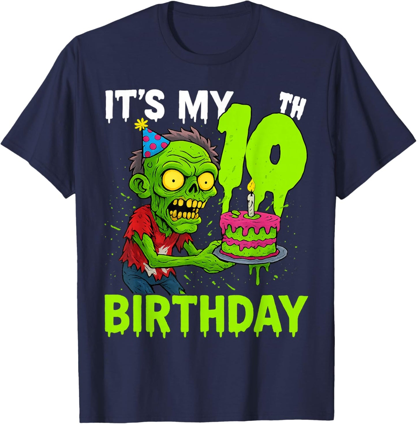 It's My 10th Birthday Zombie Lover for Halloween Girls Boys T-Shirt - T-Shirt | Navy