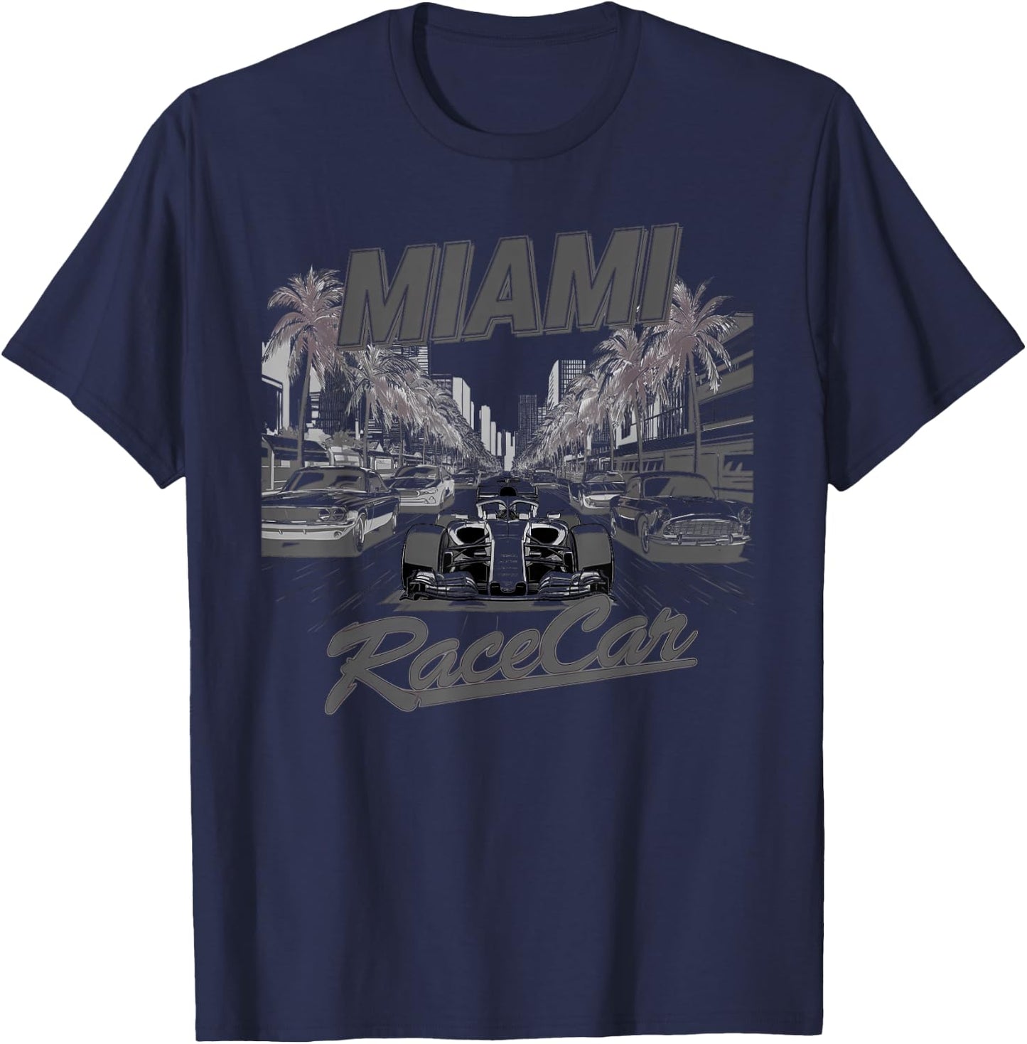Miami Racing Gifts Men Women Race Car Racer Driver T-Shirt - T-Shirt | Navy