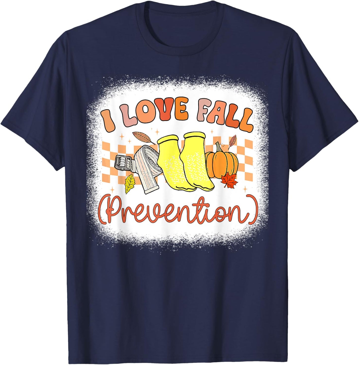 I Love Fall Prevention Nurse Physical Therapy Fall Retro T-Shirt - T-Shirt | Navy