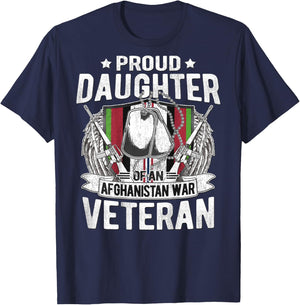 Proud Daughter Of Afghanistan Veteran - Military Child Gift T-Shirt - T-Shirt | Navy