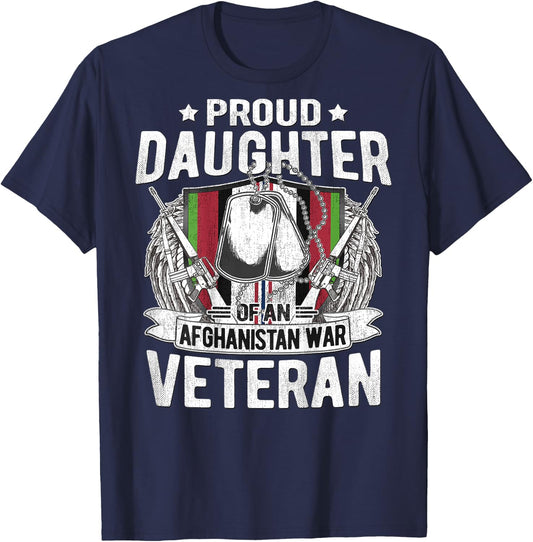 Proud Daughter Of Afghanistan Veteran - Military Child Gift T-Shirt - T-Shirt | Navy
