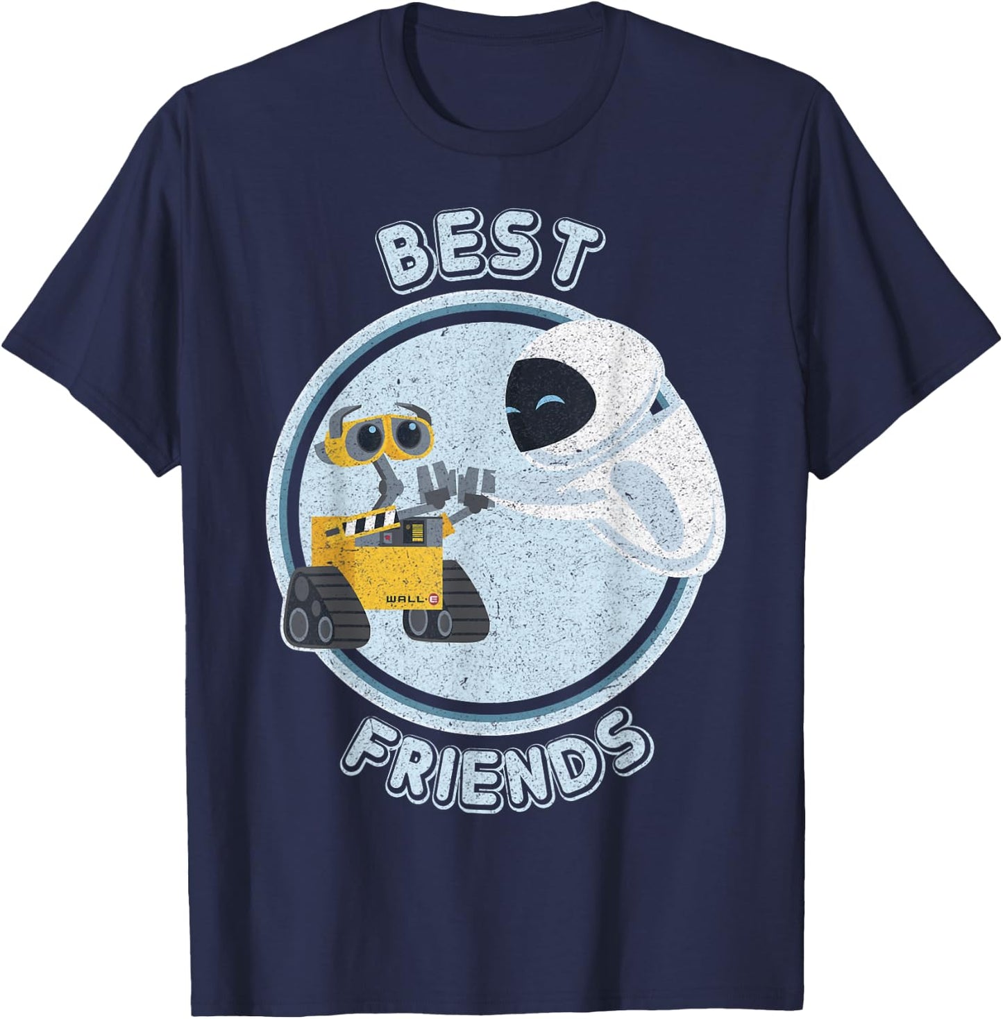 Disney Pixar Wall-E & EVE Best Friends High Five Vintage T-Shirt - T-Shirt | Navy