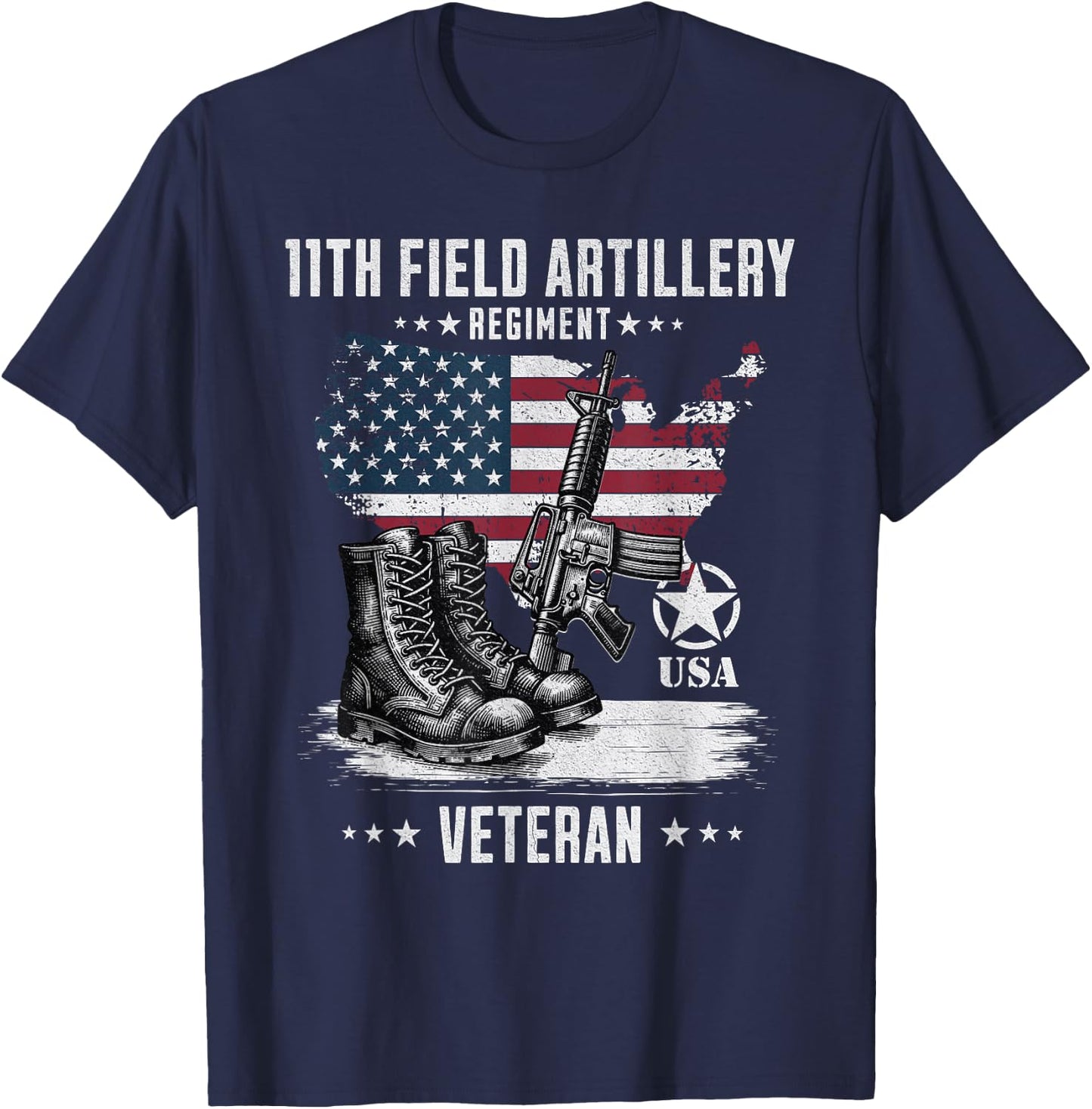 11th Field Artillery Regiment Veteran Military Distressed T-Shirt - T-Shirt | Navy