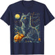 Halloween Van Gogh Starry Night Black Cat Pumpkins Bats T-Shirt - T-Shirt | Navy
