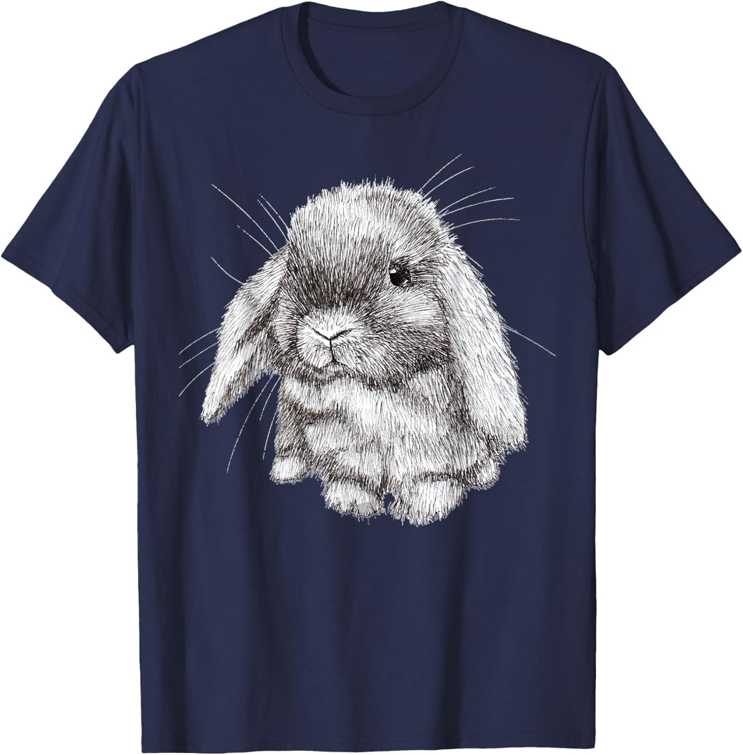 Lop Eared Bunny Rabbit Sketch Childrens T-Shirt - T-Shirt | Navy