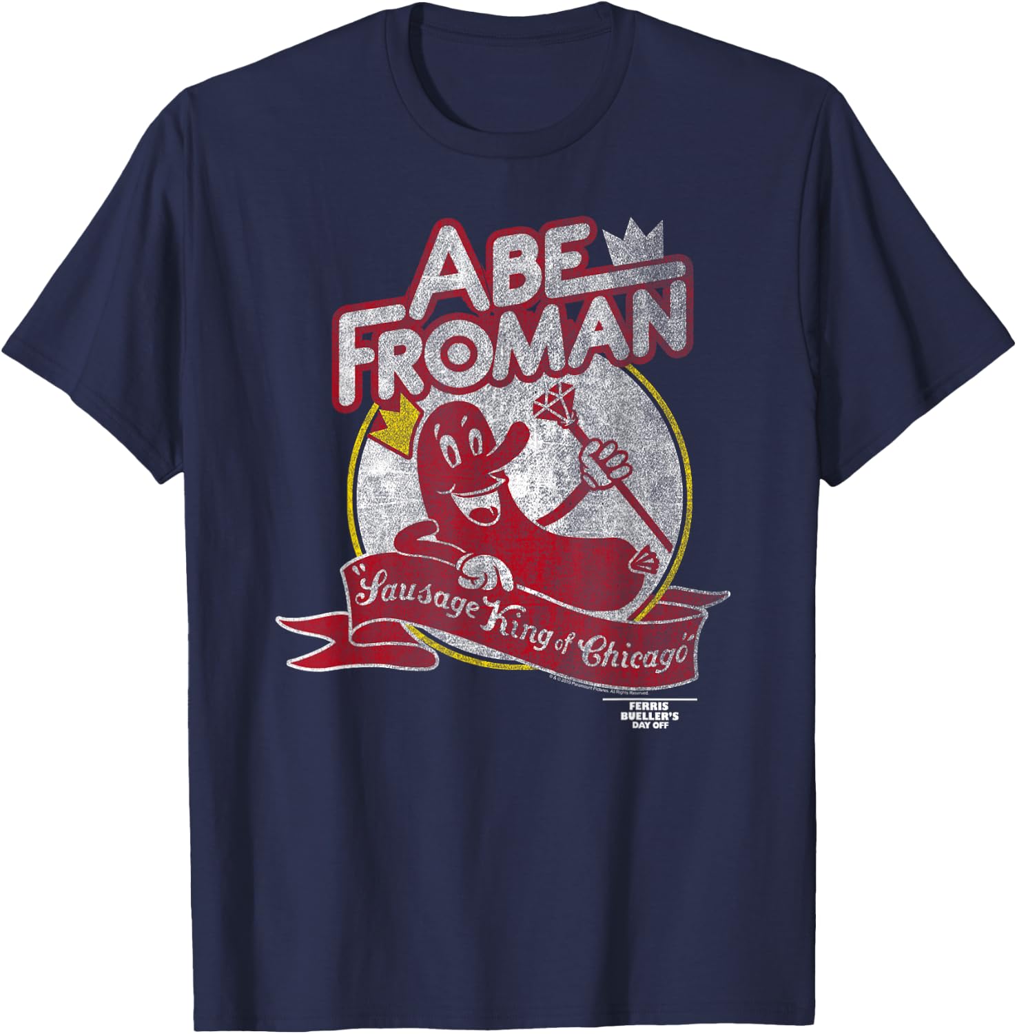 Ferris Bueller's Day Off Abe Froman Sausage King of Chicago T-Shirt - T-Shirt | Navy