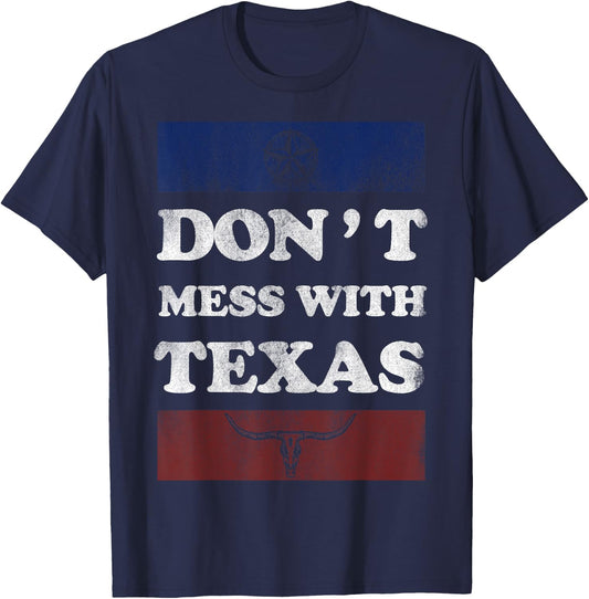 Vintage Don't Mess With Longhorn Lone Star State Texas Shirt T-Shirt - T-Shirt | Navy