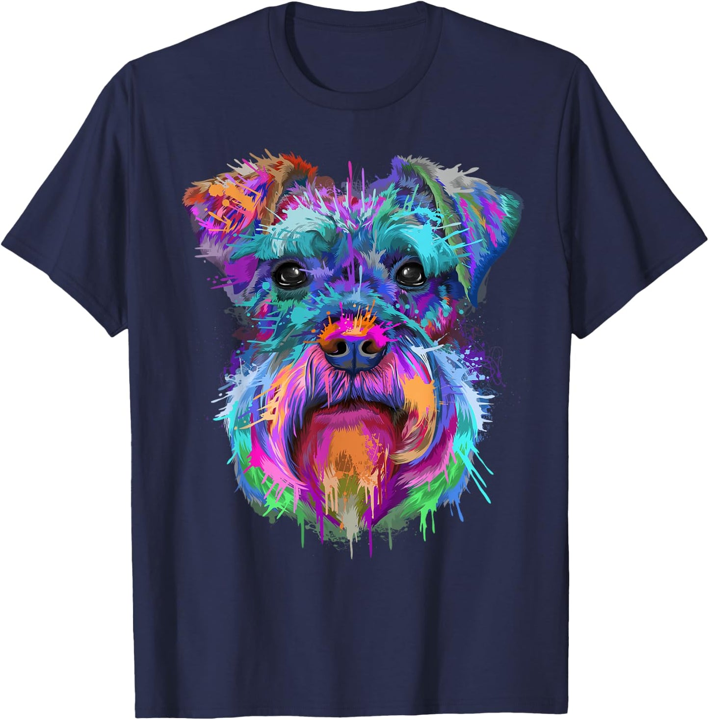 Schnauzer Splash Art | Cute Schnauzer Owners Gifts T-Shirt - T-Shirt | Navy