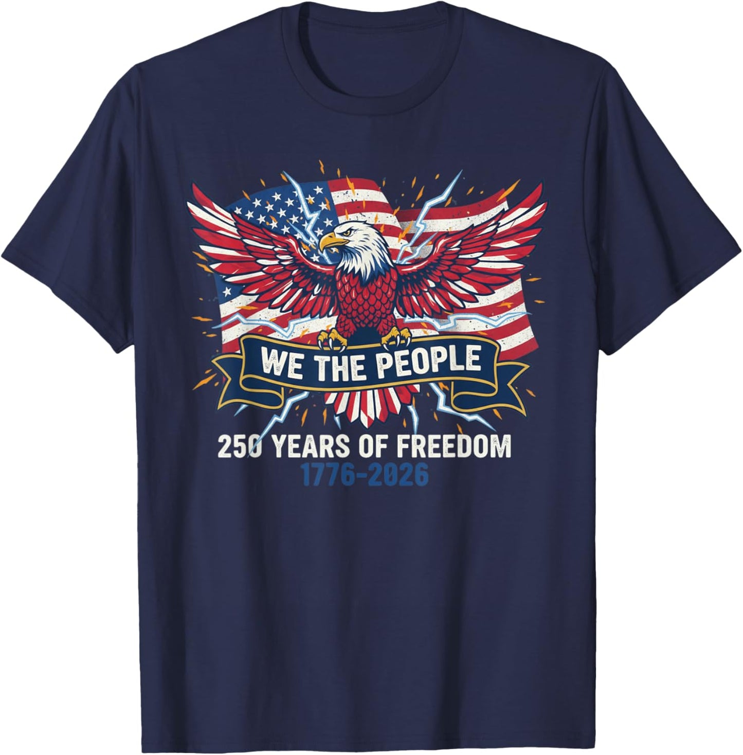 250th Anniversary USA Floral 4th of July Patriotic 250 Years T-Shirt - T-Shirt | Navy