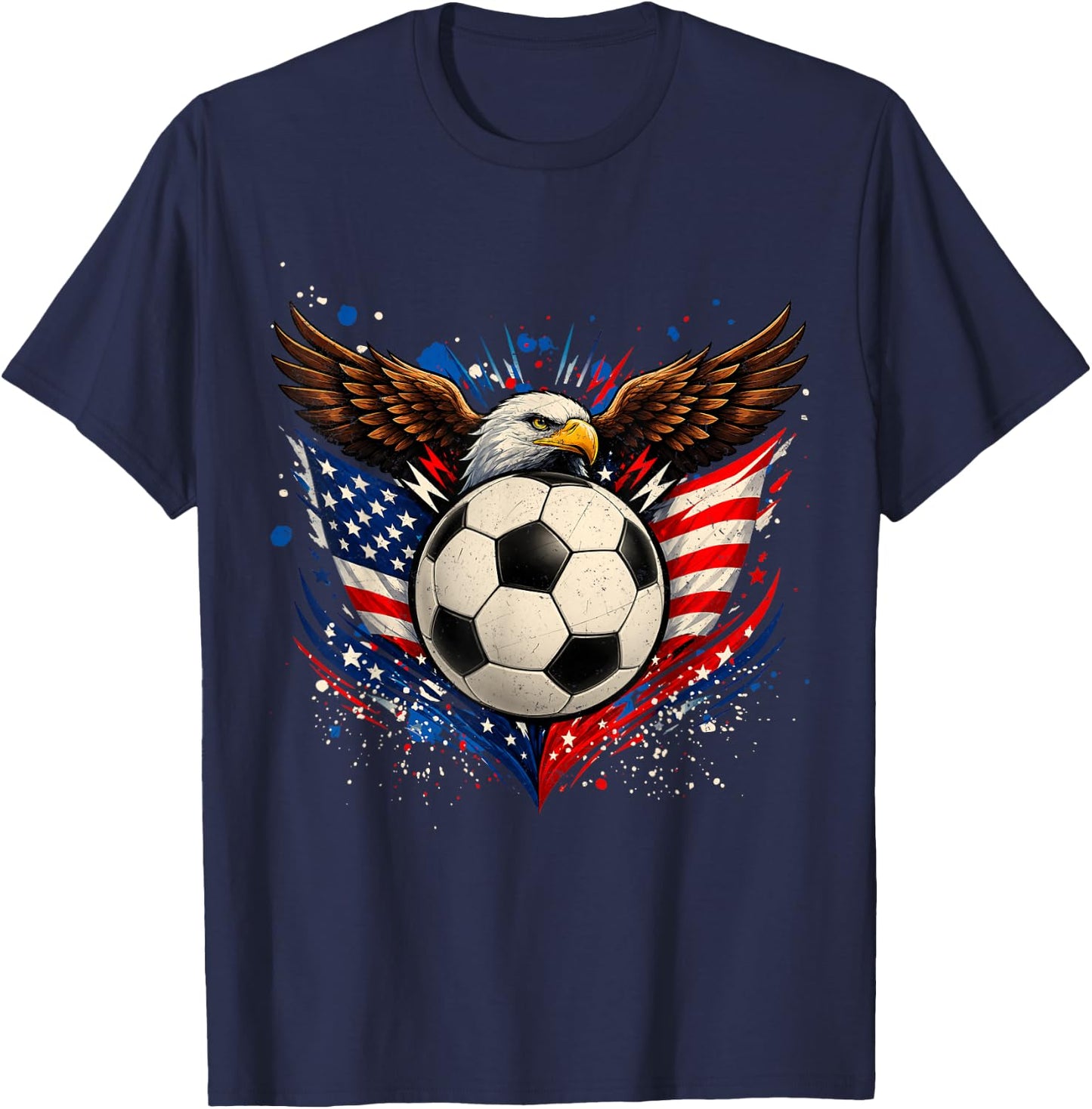 American Flag Soccer Ball 4th of July Patriotic Men Women T-Shirt - T-Shirt | Navy