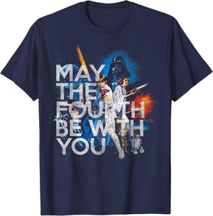 Star Wars May The Fourth Be With You Vintage Disney+ T-Shirt - T-Shirt | Navy