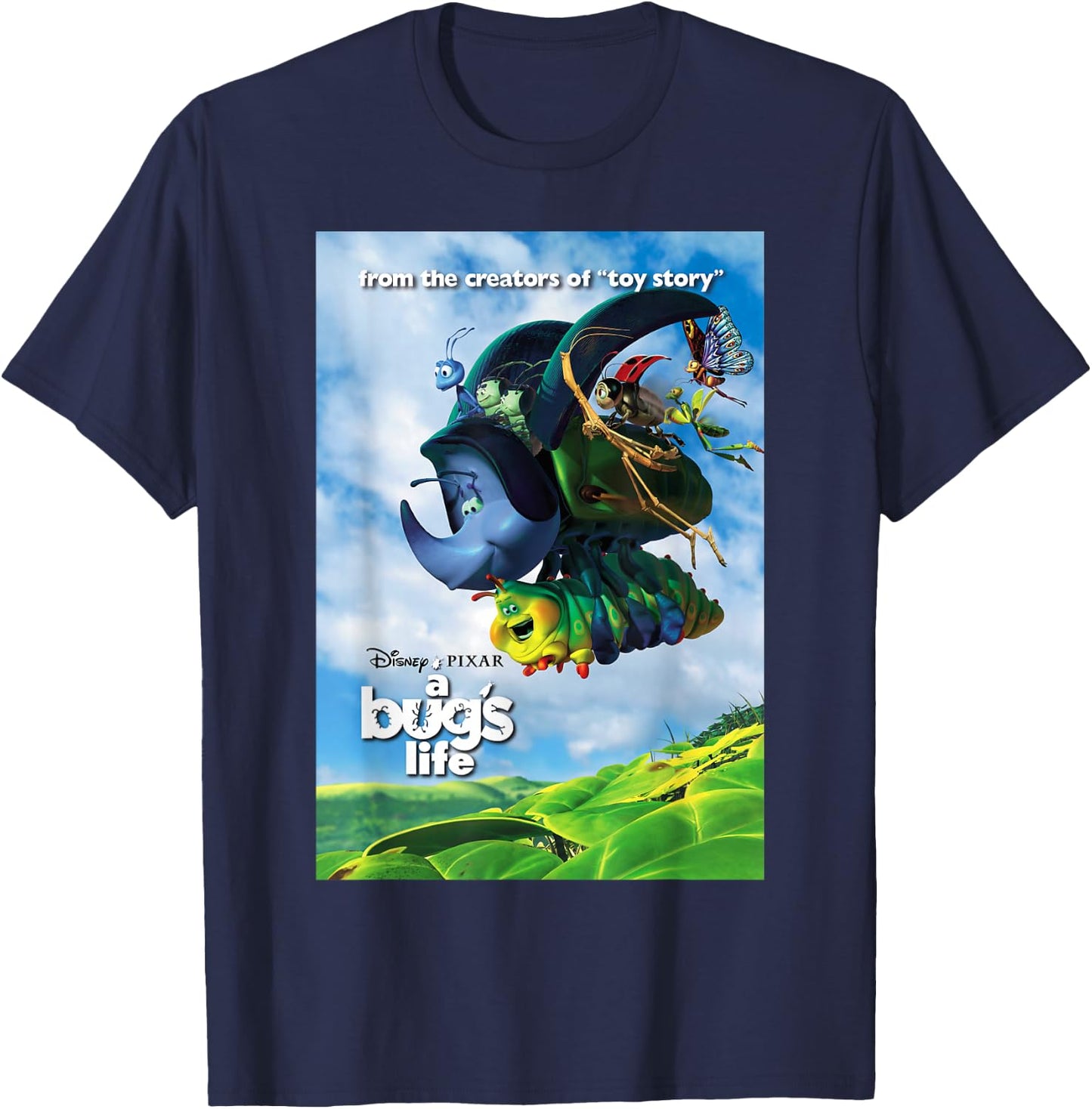 Disney Pixar A Bug's Life Flying Bugs Poster T-Shirt - T-Shirt | Navy