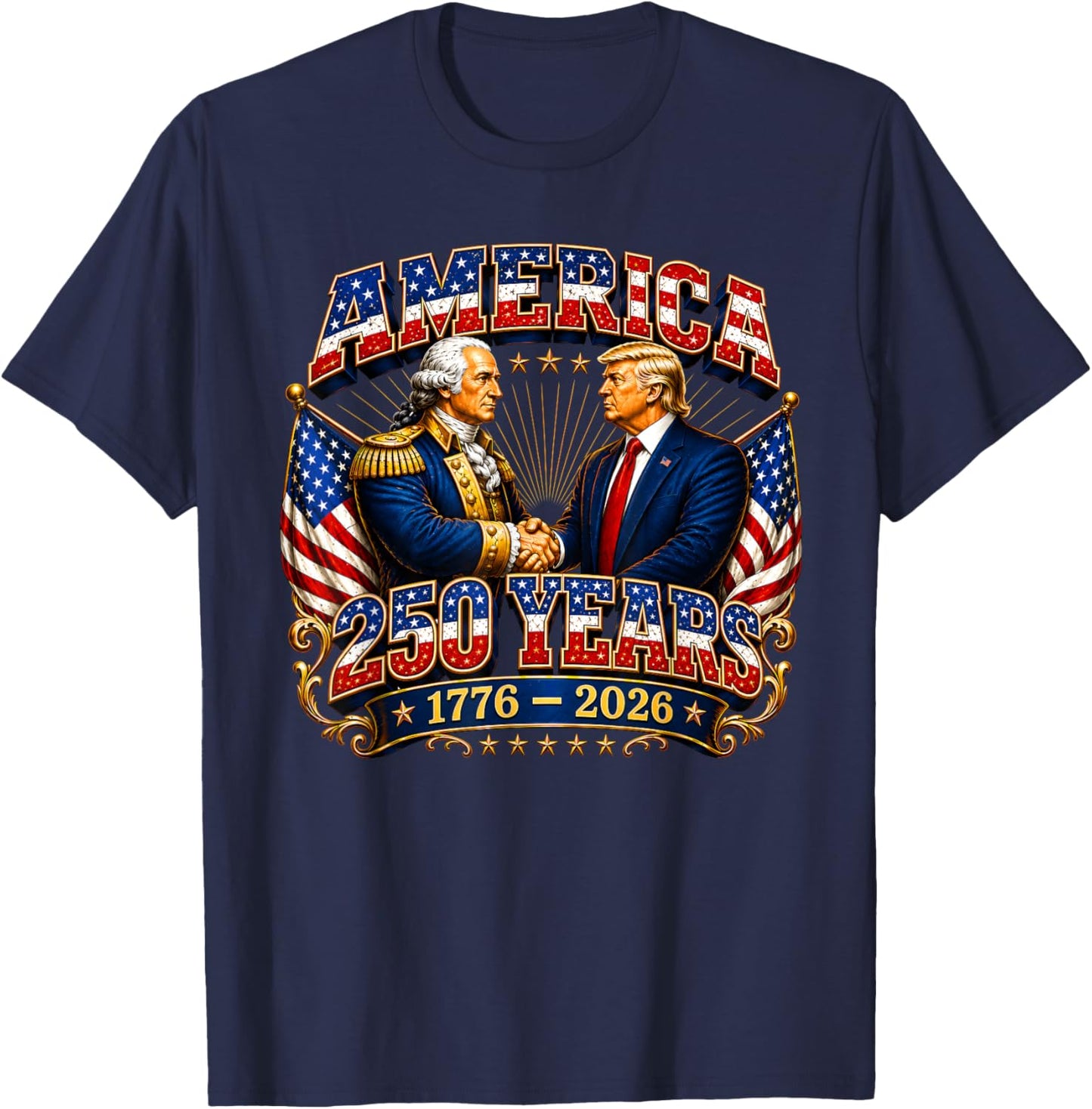 250 Years America Anniversary 250th Trump Washington Vintage T-Shirt - T-Shirt | Navy