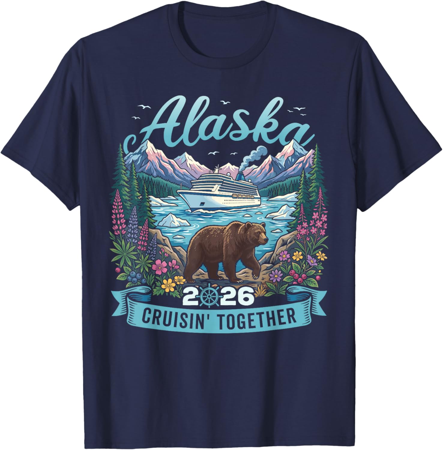 Matching Family Friends Group Travel Alaska Cruise 2026 T-Shirt - T-Shirt | Navy