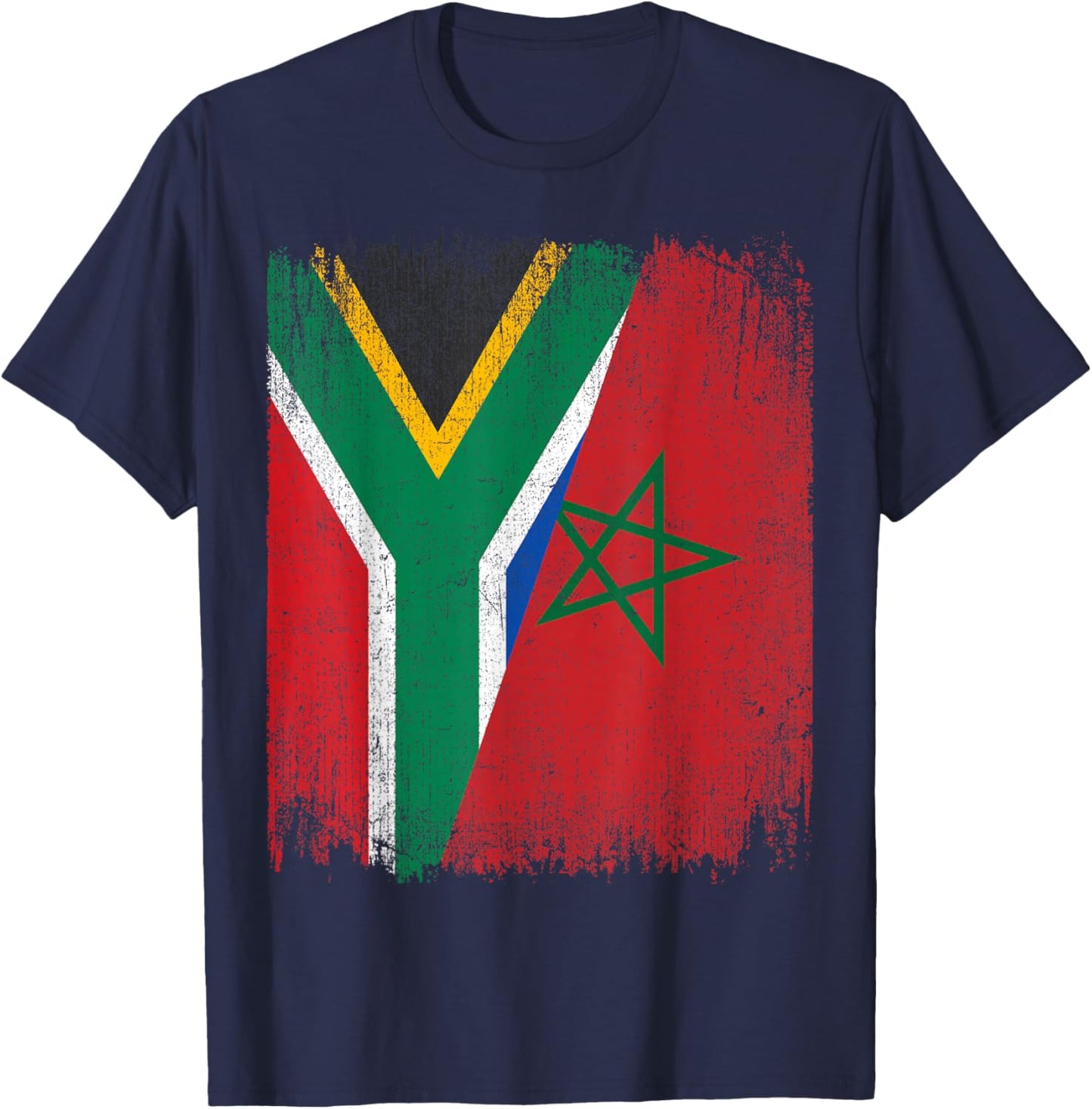 Half South Africa Morocco Split Flag African Pride Roots T-Shirt - T-Shirt | Navy