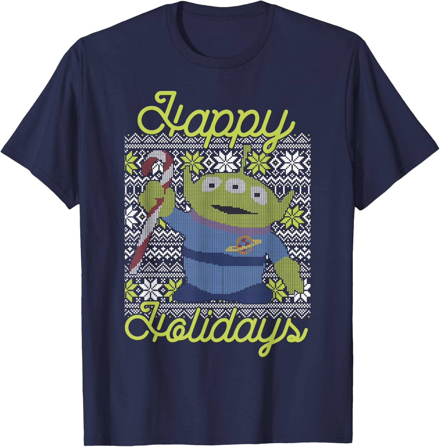 Disney Pixar Toy Story Christmas Alien Vintage Ugly Sweater T-Shirt - T-Shirt | Navy