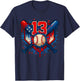 Baseball 13 Year Old Splash Drip 13th Birthday Boy Number 13 T-Shirt - T-Shirt | Navy