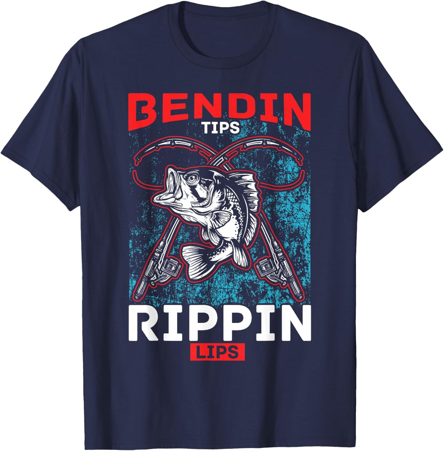 Bending Tips Ripping Lips Fishing Humour Gift T-Shirt - T-Shirt | Navy