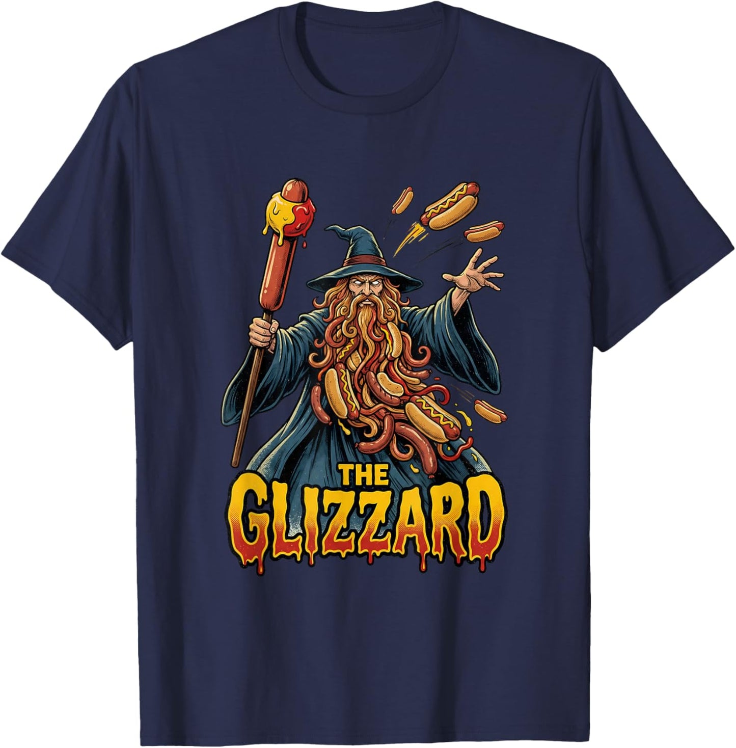 The Glizzard Hot Dog Wizard Funny Glizzy T-Shirt - T-Shirt | Navy