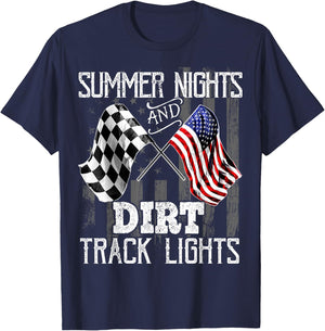 Summer Nights Dirt Track Lights Racing Motocross Gift Men T-Shirt - T-Shirt | Navy