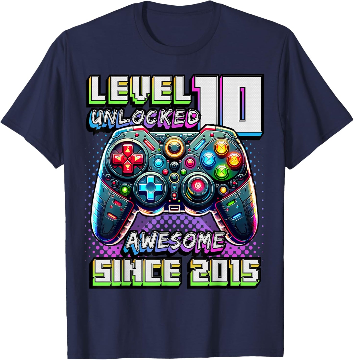 10th Birthday Boy Level 10 Gamer 10 Year Video Game Party T-Shirt - T-Shirt | Navy