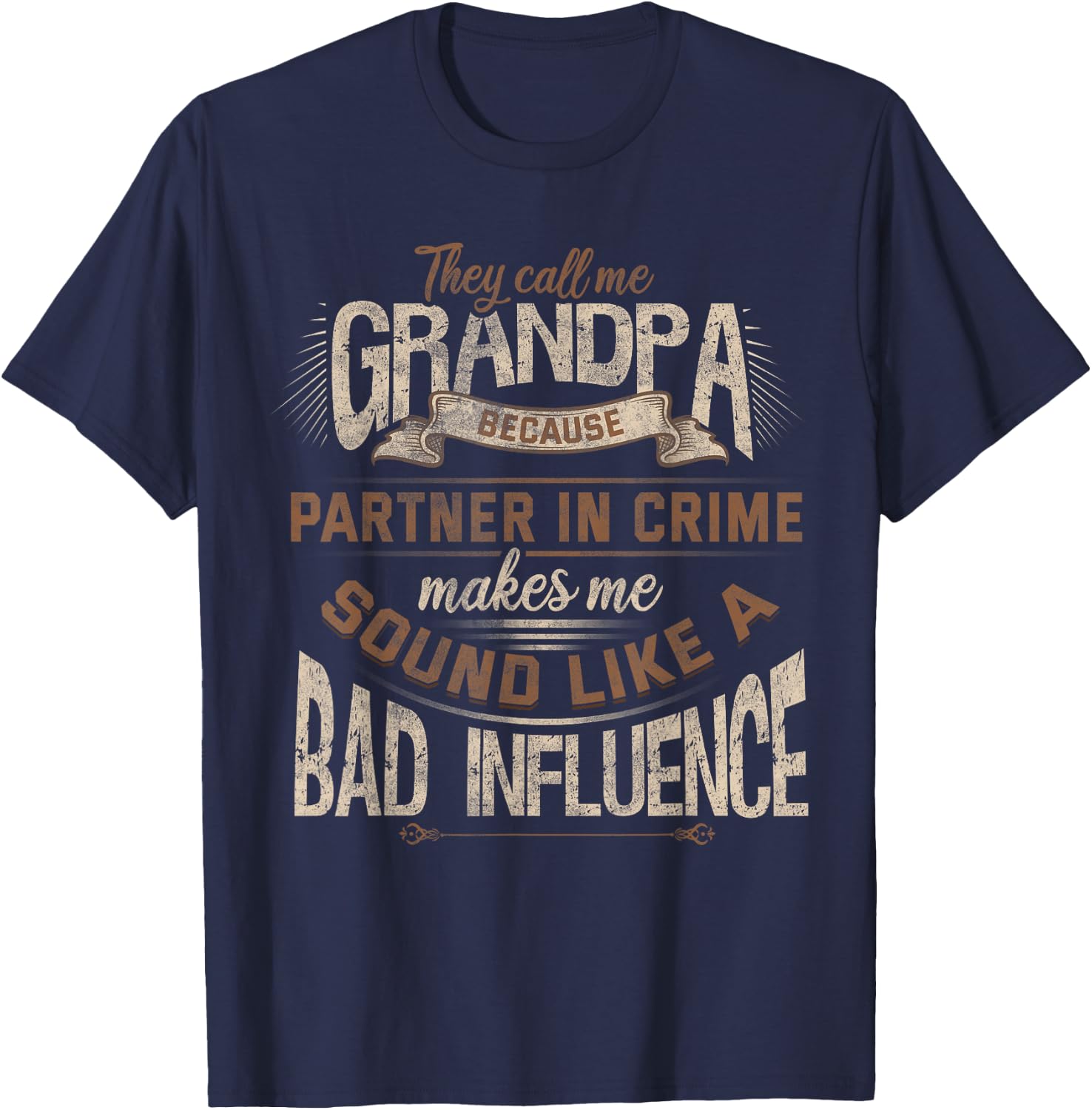 Funny Grandpa, Partner in Crime Phrase, Granddad Humor T-Shirt - T-Shirt | Navy