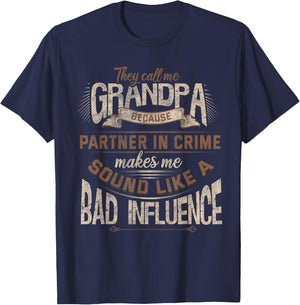 Funny Grandpa, Partner in Crime Phrase, Granddad Humor T-Shirt - T-Shirt | Navy