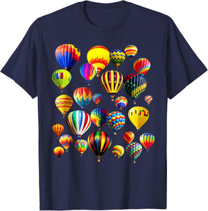 Colorful Cute Hot Air Balloon Ride Vacation Flying Balloons T-Shirt - T-Shirt | Navy