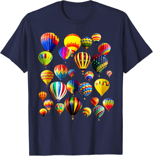 Colorful Cute Hot Air Balloon Ride Vacation Flying Balloons T-Shirt - T-Shirt | Navy
