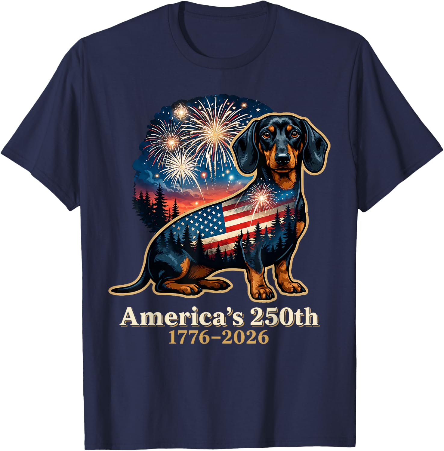 Funny Dachshund 4th of July T-Shirt - T-Shirt | Navy