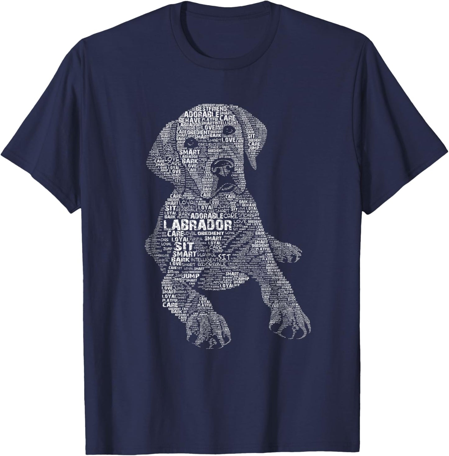 Yellow Chocolate Black Labrador Retriever - Caligram Style T-Shirt - T-Shirt | Navy
