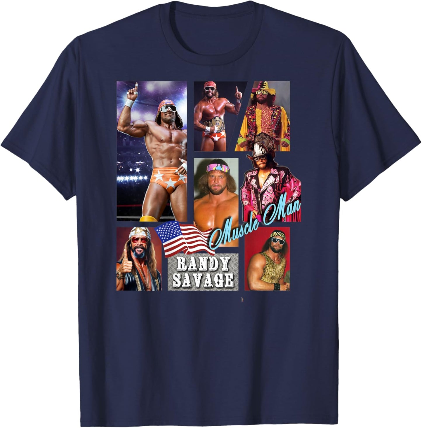 Randy Savage_003_Back Printed T-Shirt - T-Shirt | Navy