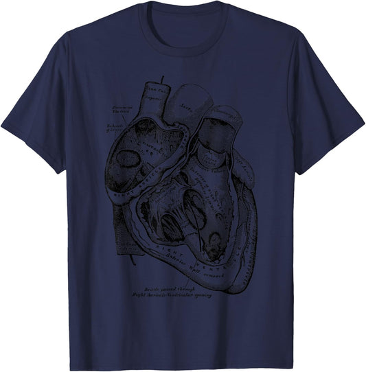 Anatomical Human Heart Medical Anatomy Vintage T-Shirt - T-Shirt | Navy