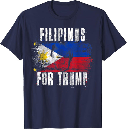 Filipinos For Trump - American and Philippines Patriotic Girls Kids Men T-Shirt - T-Shirt | Navy
