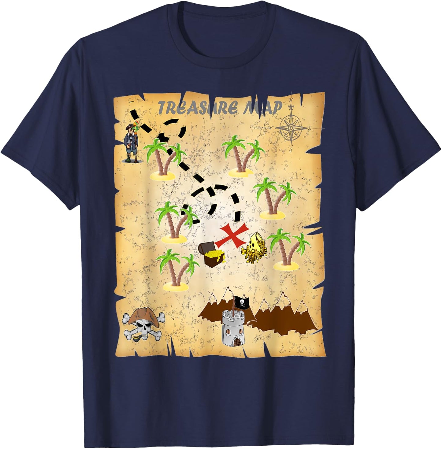 Pirate Treasure Map T-Shirt - T-Shirt | Navy